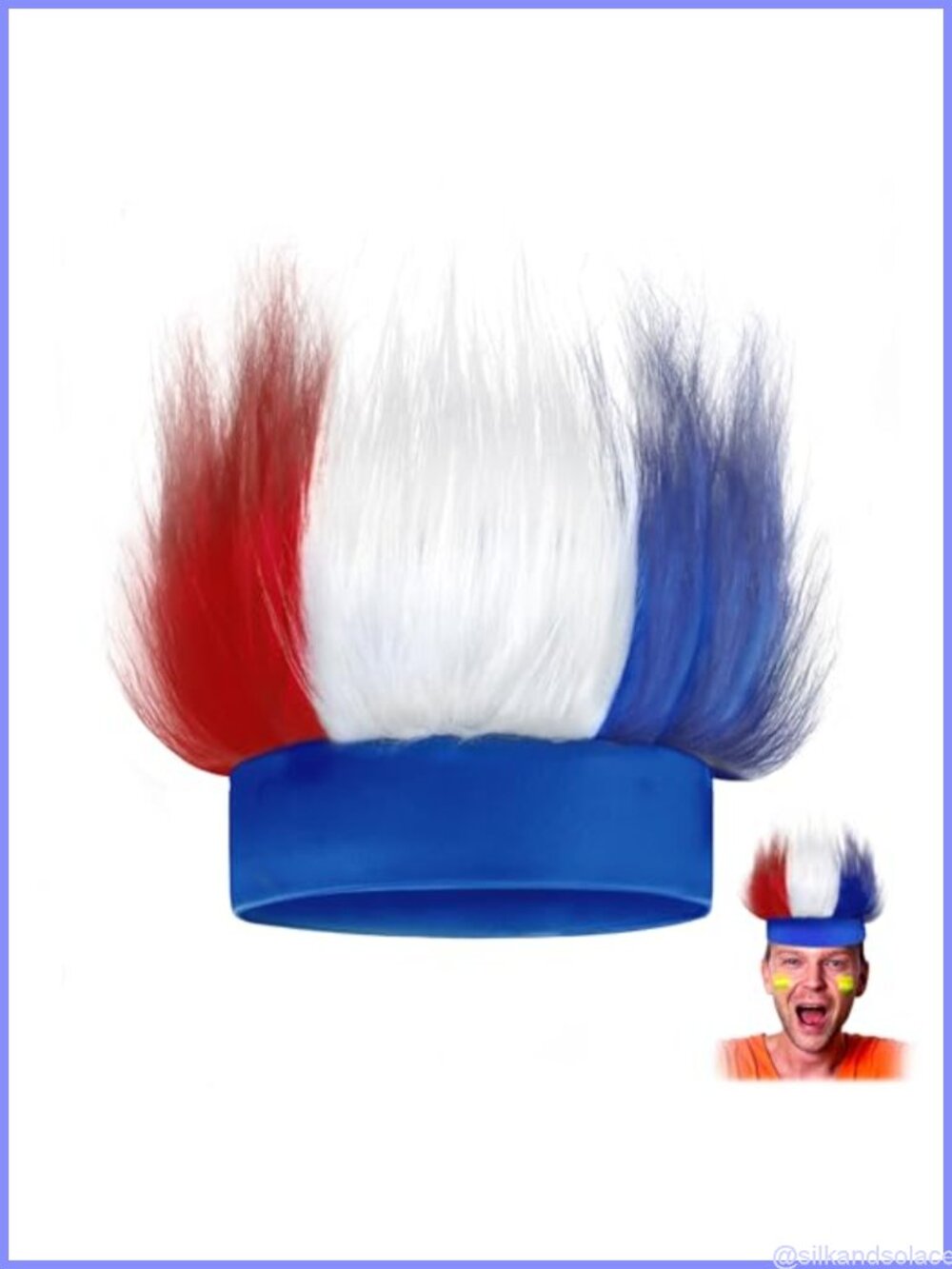 Patriotic Hairy Headband Troll Wig USA Headdress Costume Accessory
